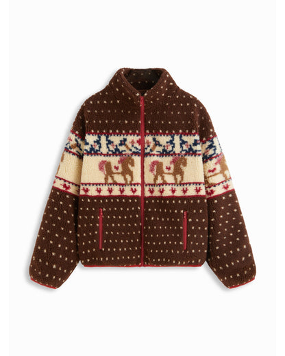 Fleece Collar Graphic Jacket