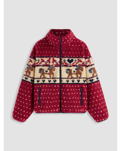 Fleece Collar Graphic Jacket