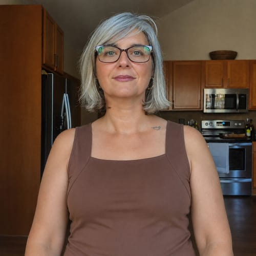 Ayah customer wearing the brown Restore Bra Tank